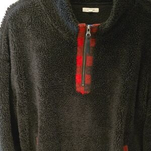 Maurices Black and Red Checkered Zip-Up Sweater